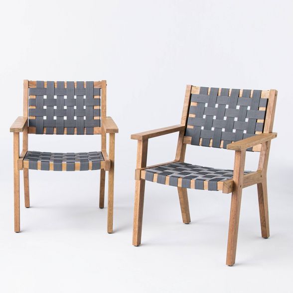 2pk Wood & Strapping Patio Club Chairs - Threshold™ designed with Studio McGee | Target