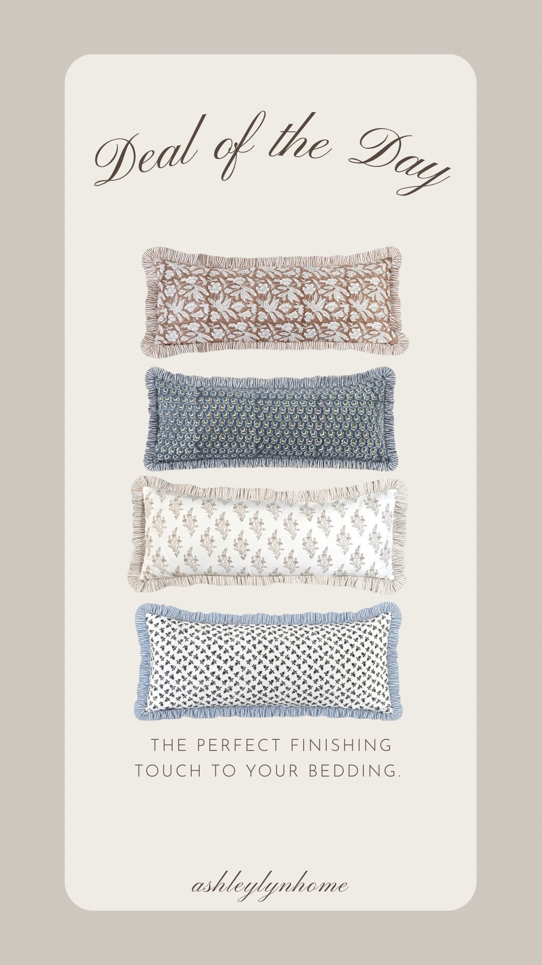 An oversized lumbar pillow is the perfect finishing touch to your bedding. Comes in so many different colors and prints.

#LTKHome #LTKSaleAlert