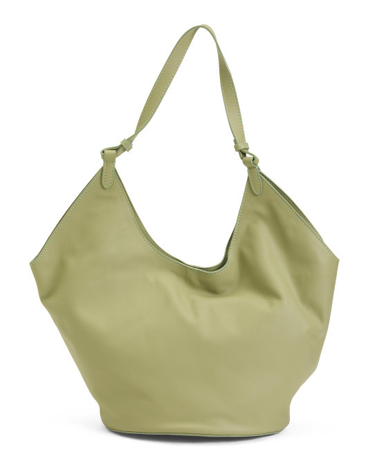 Made In Italy Leather Hobo With Oval Bottom | TJ Maxx