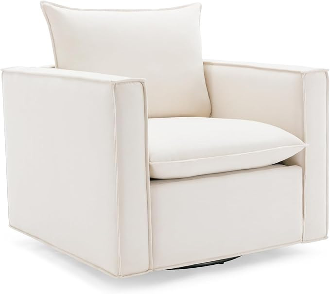 Swivel Accent Chair, 34'' Wide Upholstered Arm Chair with Plump Back Pillow, Modern Sofa Chair fo... | Amazon (US)