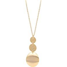 PERNNLA PEARL Long Disc Pendant Necklace for Women 18K Gold Plated Sweater Chain Fashion Jewelry | Amazon (US)