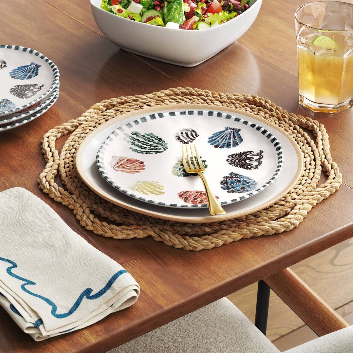 2pk Woven Seagrass with Wavy Border Charger New ivory - Threshold™ | Target