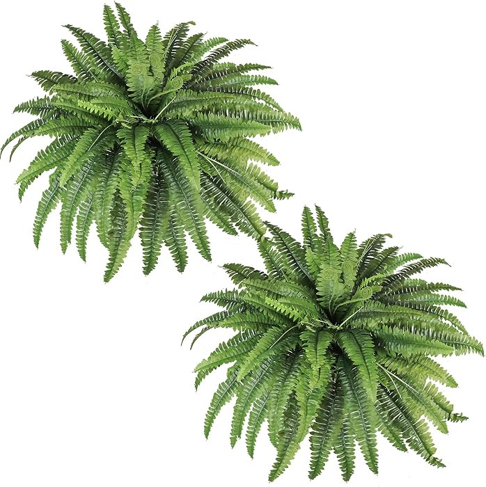 Artificial Ferns for Outdoors & Indoors, 45in Large Fake Ferns Plants with 55 Fronds & Fiddlehead... | Amazon (US)