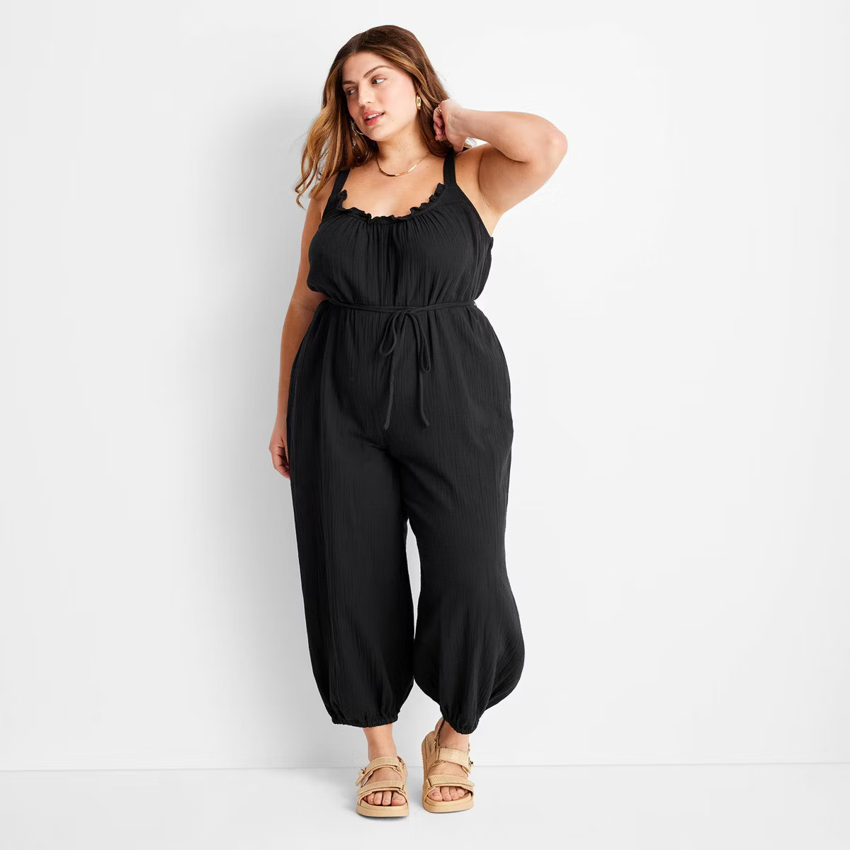 Women's Sleeveless Low Back Cord Jumpsuit - Future Collective™ with Jenny K. Lopez Black | Target
