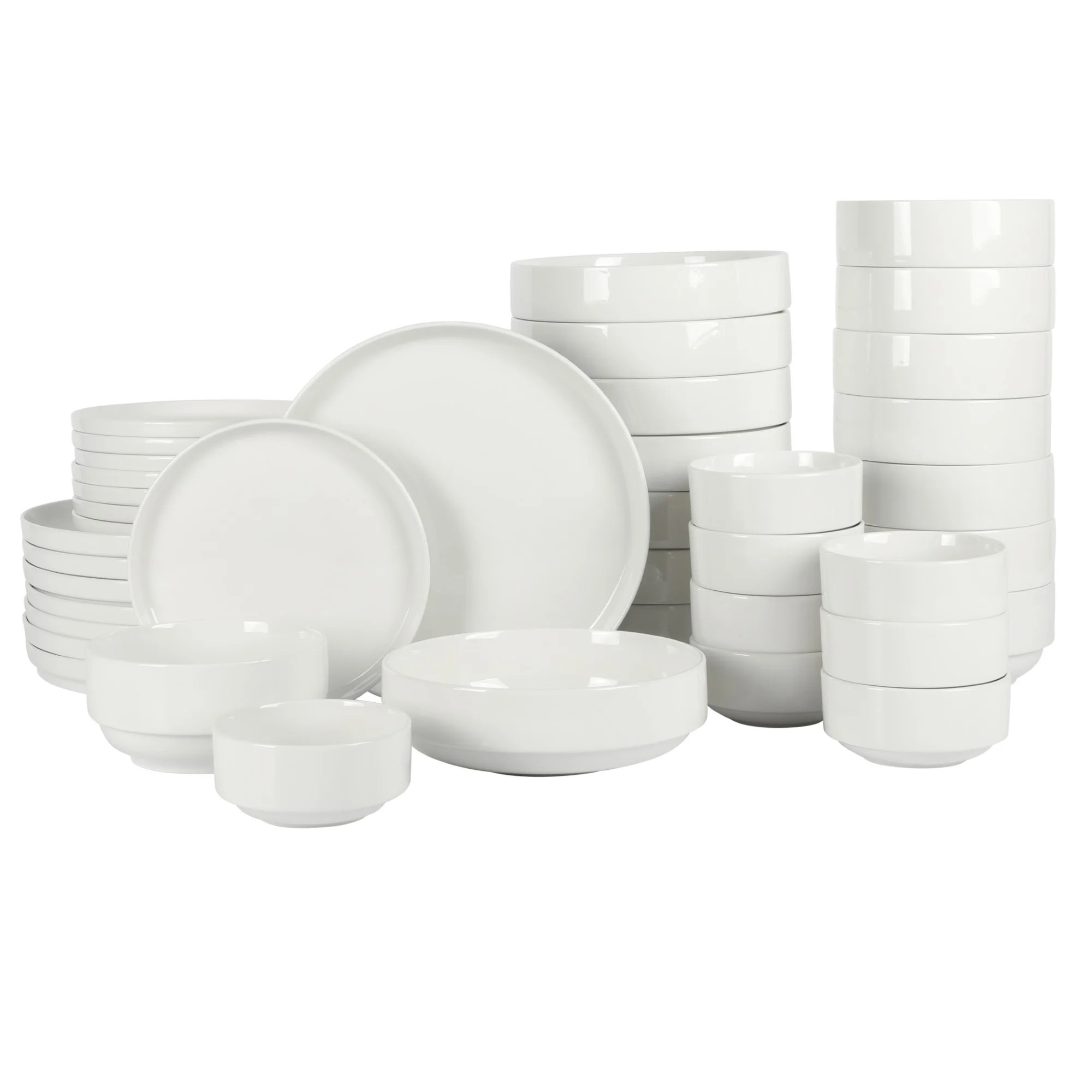 Gibson Home Rothernberg Stackable 40 Piece, Service for 8, White Porcelain Plates and Bowls Set | Wayfair North America