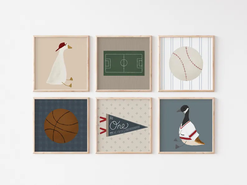 Boys Room Sports Art Boy Wall Art Set of 6 Boys Sports Decor Sports Print Set Baseball Printable ... | Etsy (US)