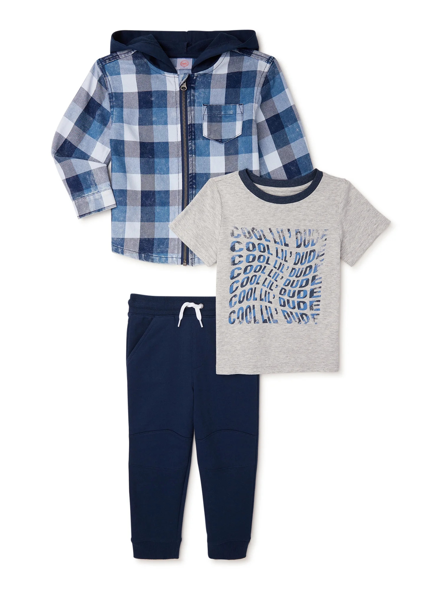 Wonder Nation Baby and Toddler Boy Jacket, T-Shirt and Joggers, 3-Piece Outfit Set, Sizes 12M-5T | Walmart (US)