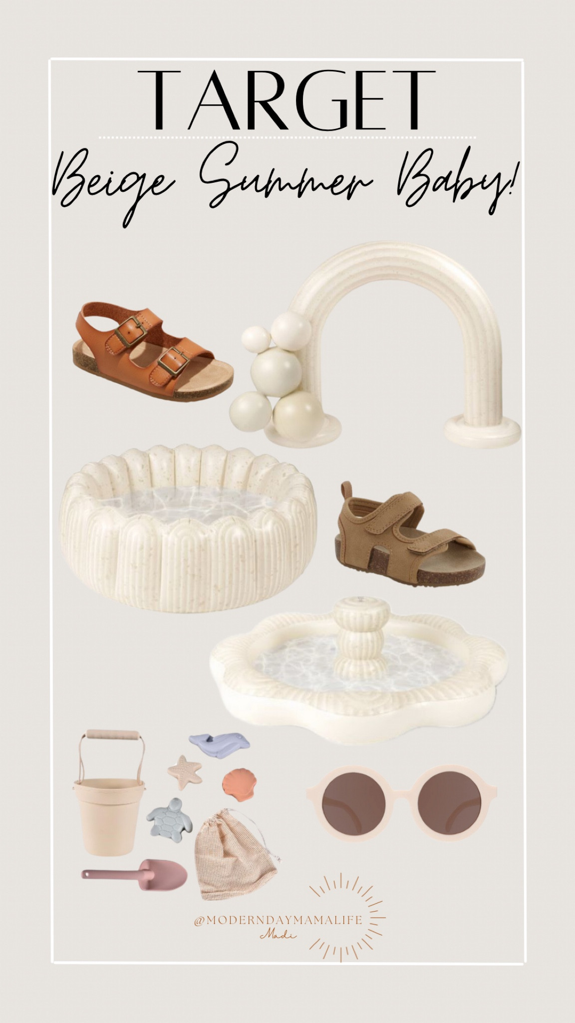 Summer Beige Baby Pool/Swim Essentials!

Baby tan sandals, Beige baby outdoor play, Beige sand toys set, Babiators baby sunglasses, Cream blow up sprinkler toy

#LTKkids #LTKxTarget #LTKswim