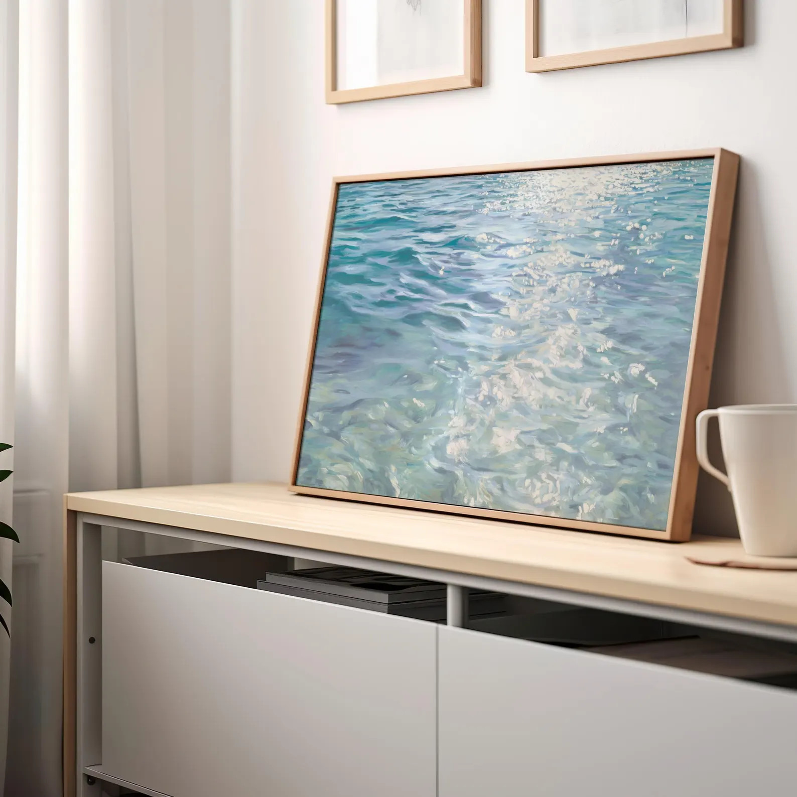sunlit ocean surface print | painterly tranquil soothing seaside poster | relaxing coastal art | ... | Etsy (US)