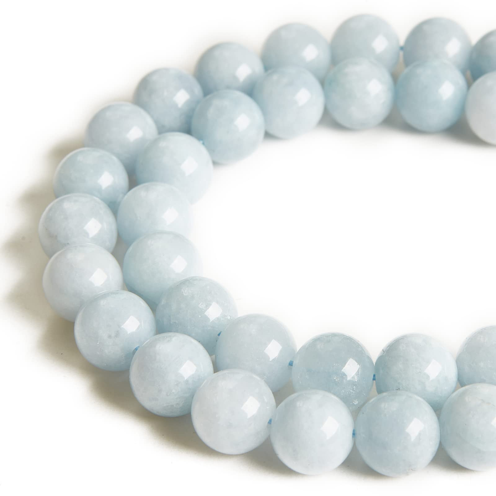 60pcs 6mm Aquamarine Beads Natural Gemstone Beads Round Loose Beads for Jewelry Making | Amazon (US)