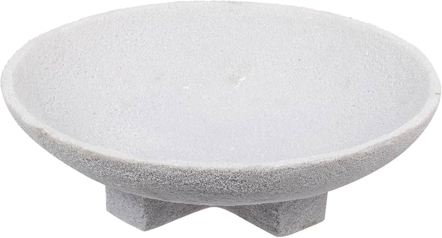 Textured Cement Ceramic Round Platter, Textured White,Cross-Shape Stable Footed, Natural and Mini... | Amazon (US)
