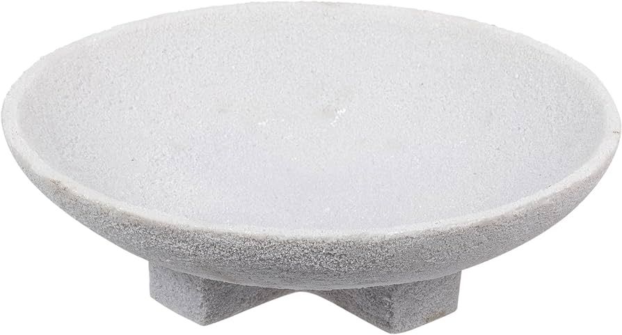 Textured Cement Ceramic Round Platter, Textured White,Cross-Shape Stable Footed, Natural and Mini... | Amazon (US)
