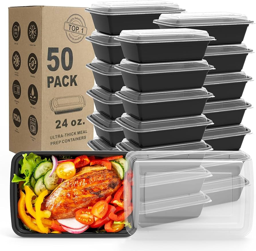 WGCC Meal Prep Containers, 50 Pack Extra-thick Food Storage Containers with Lids, Disposable & Re... | Amazon (US)
