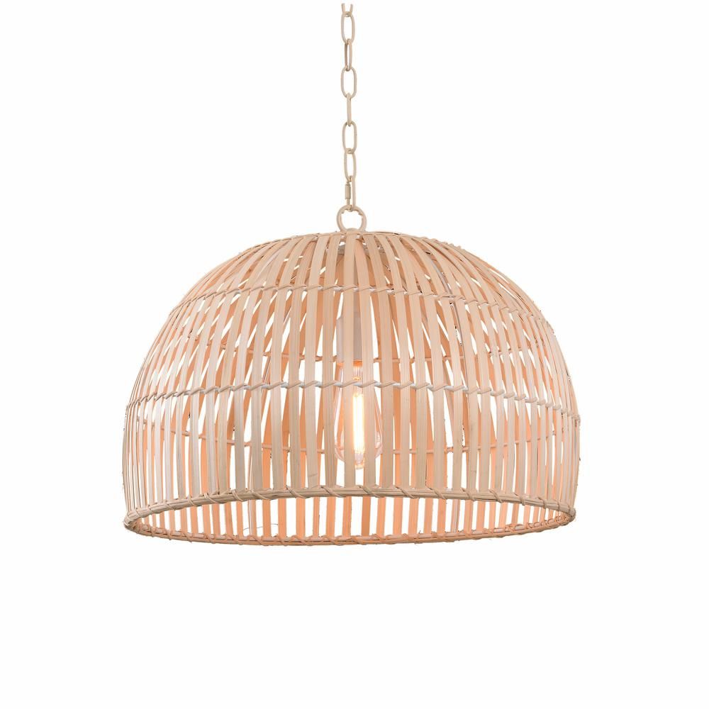 Manor Brook Drift 1-Light Natural Bamboo Pendant | The Home Depot