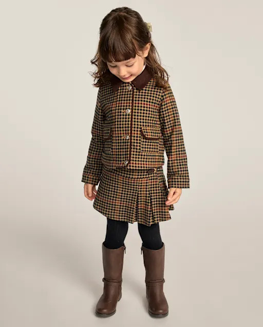 Girls Plaid Pleated Buckle Skort - Countryside Manor - Brown | Gymboree