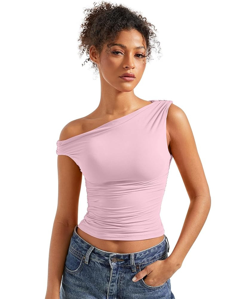 SUUKSESS Women Off Shoulder Tops Sleeveless Shirts Y2K Going Out Crop Tank Top | Amazon (US)