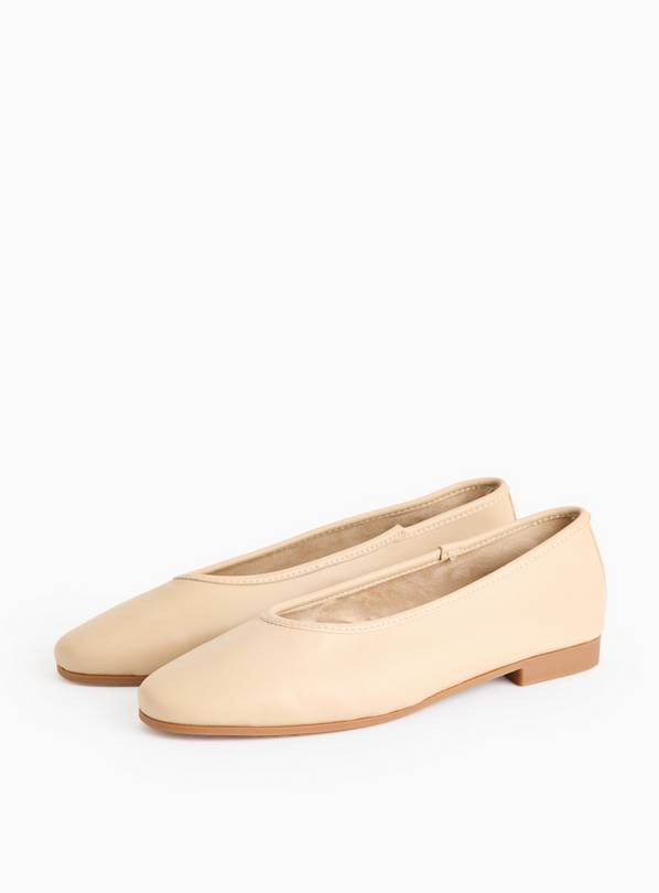 Light Pink Leather Ballerina Pumps  8 | Tu Clothing