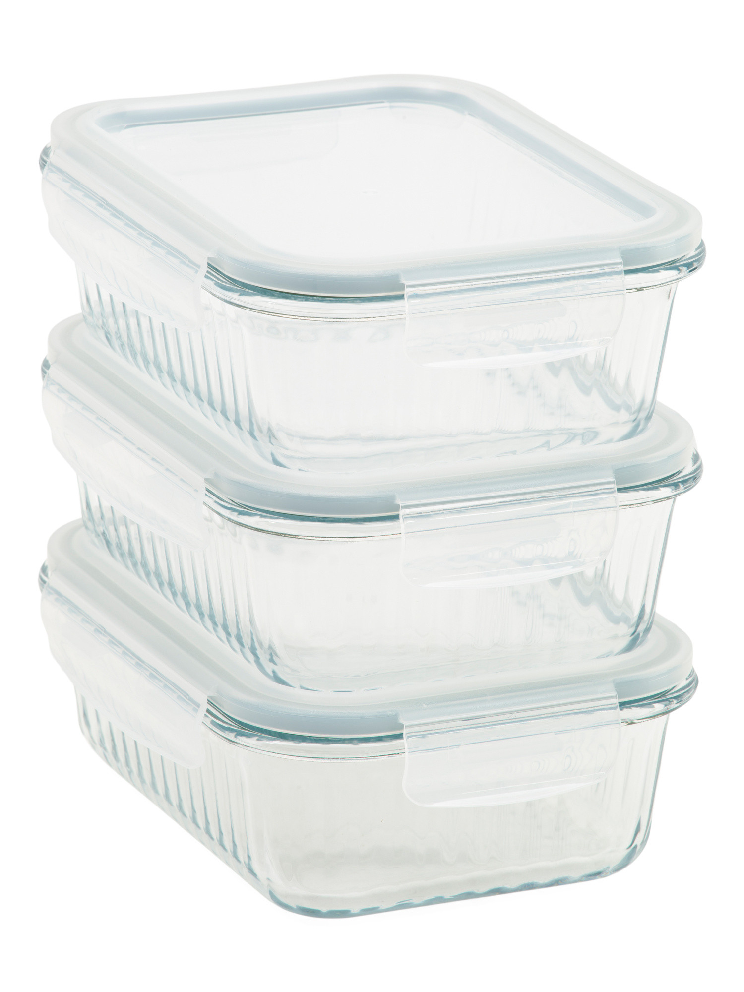 3pk Rectangle Fluted Glass Food Storage Containers | Kitchen & Dining Room | Marshalls | Marshalls