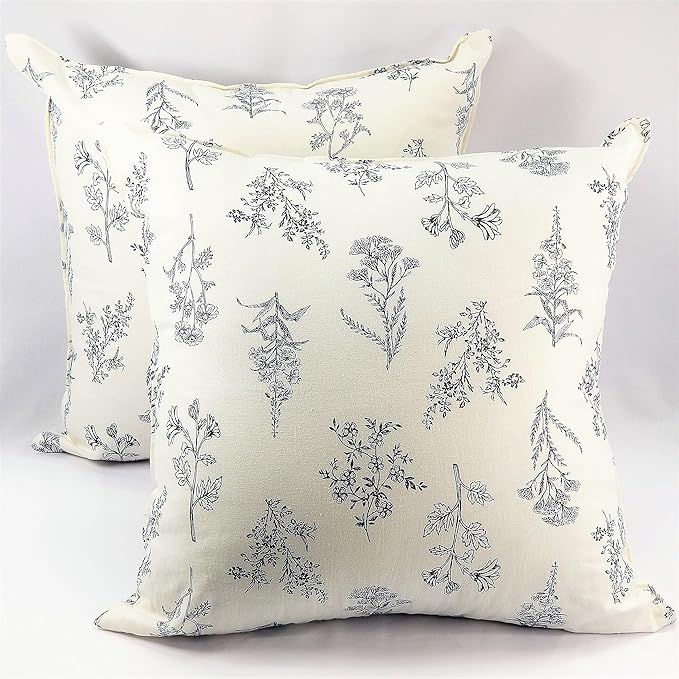 GoldenTBox Natural Linen Cotton Decorative Wild Flower Pattern Throw Square Pillow-case Handmade ... | Amazon (US)