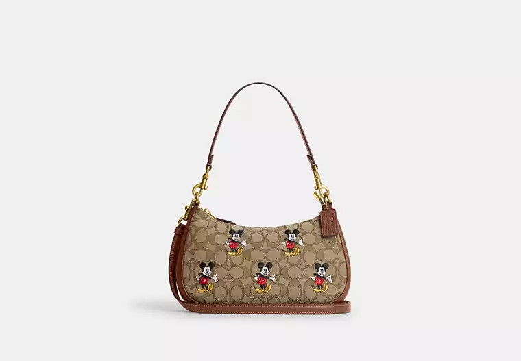 Disney X Coach Teri Shoulder Bag In Signature Jacquard With Mickey Mouse Print | Coach Outlet US
