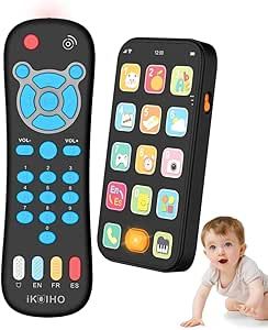 Baby Remote Control Toy Phone, Realistic Kids Phone Toy Remote with Music and Light for 1 Year Ol... | Amazon (US)