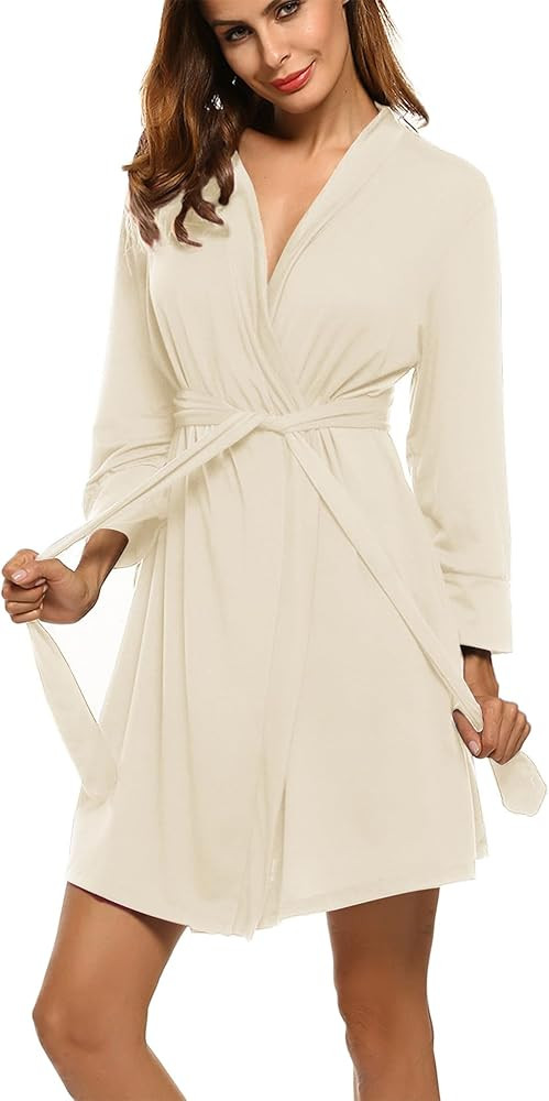 HOTOUCH Womens Robe Lightweight Short Knit Bathrobe Soft Ladies Sleepwear with Pockets | Amazon (US)