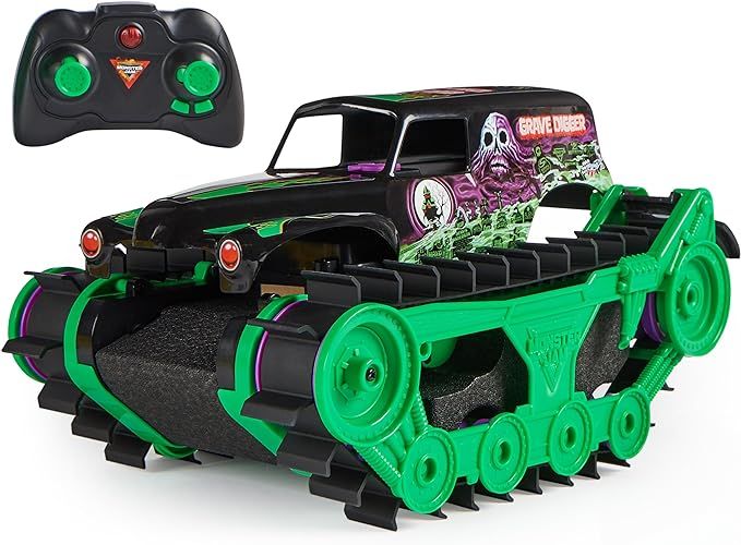 Monster Jam, Official Grave Digger Trax All-Terrain Remote Control Outdoor Vehicle, 1:15 Scale, K... | Amazon (US)