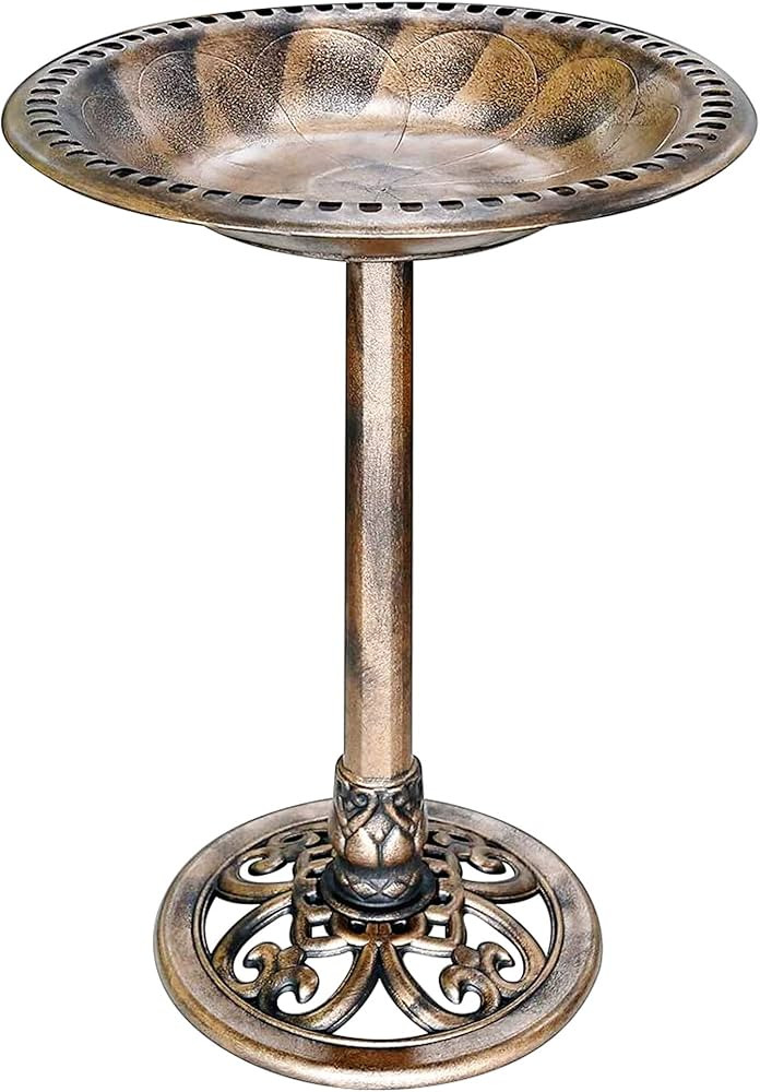 VIVOHOME 28 Inch Height Polyresin Lightweight Antique Outdoor Garden Bird Bath Copper | Amazon (US)