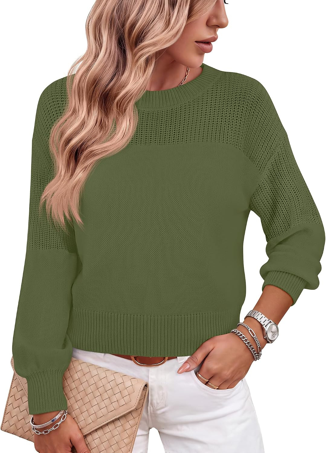 ANRABESS Women’s Fall Cropped Long Sleeve Sweaters | Amazon (US)