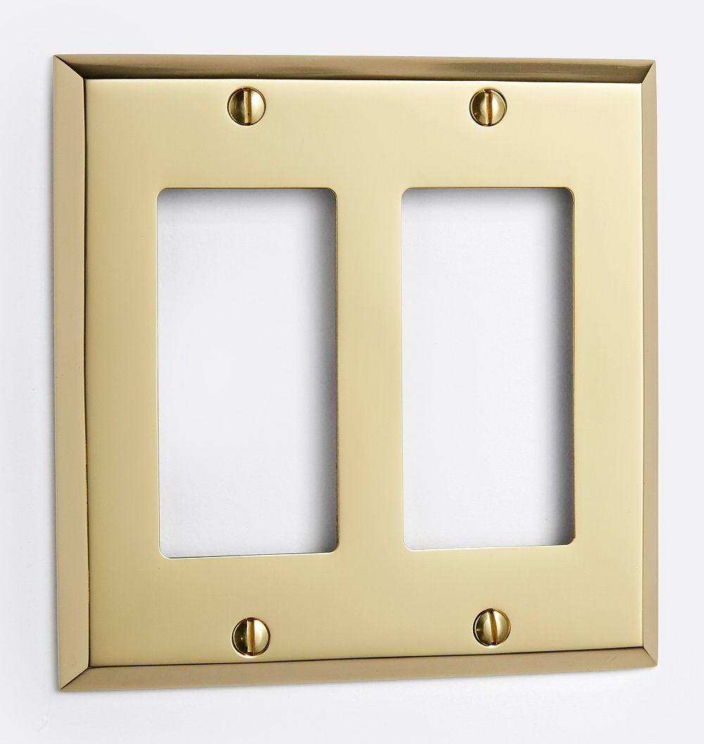 Lewis Double GFCI Switchplate, Aged Brass | Rejuvenation