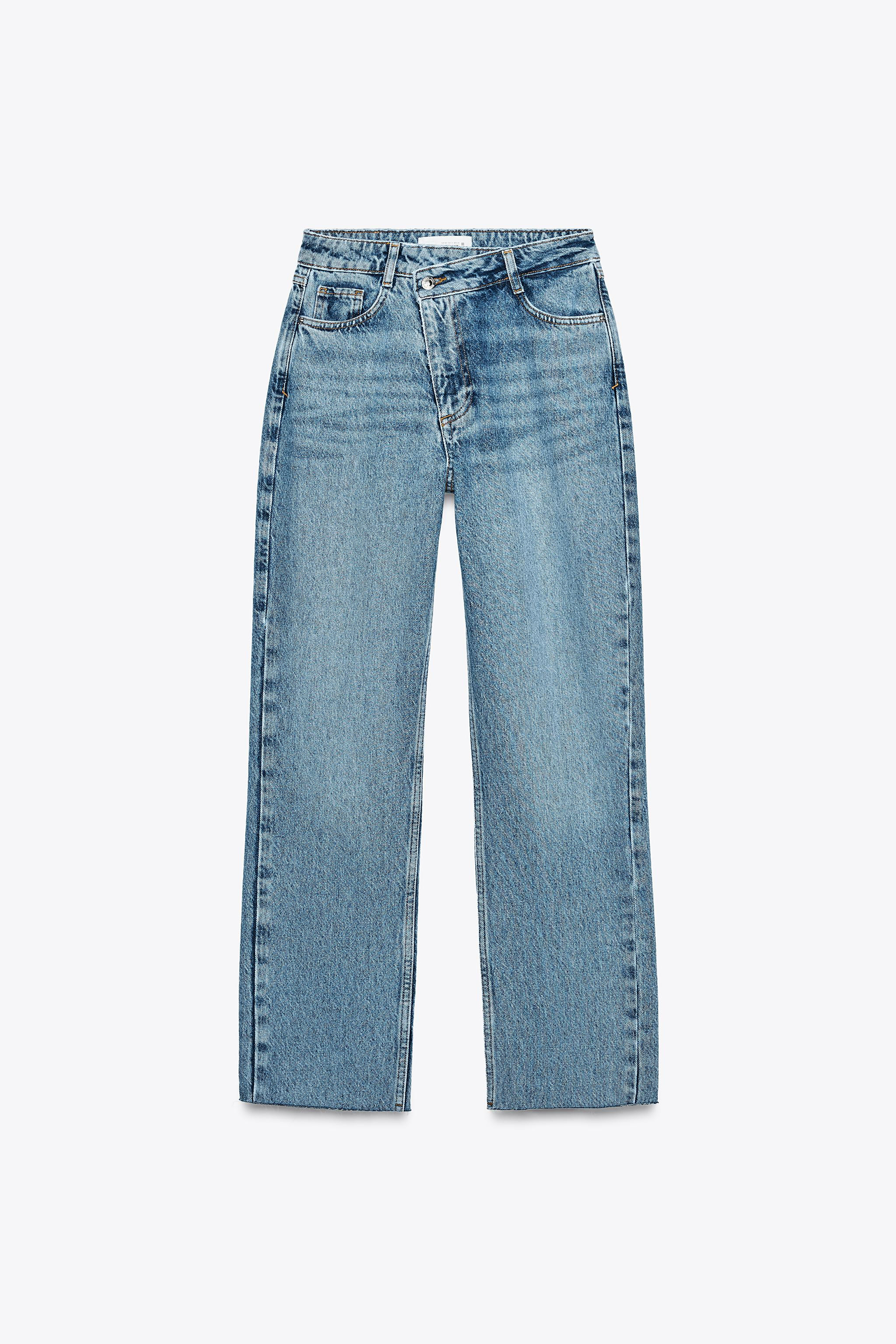 Z.09 STRAIGHT ANKLE HIGH WAIST CROSSOVER WAIST JEANS | Zara US
