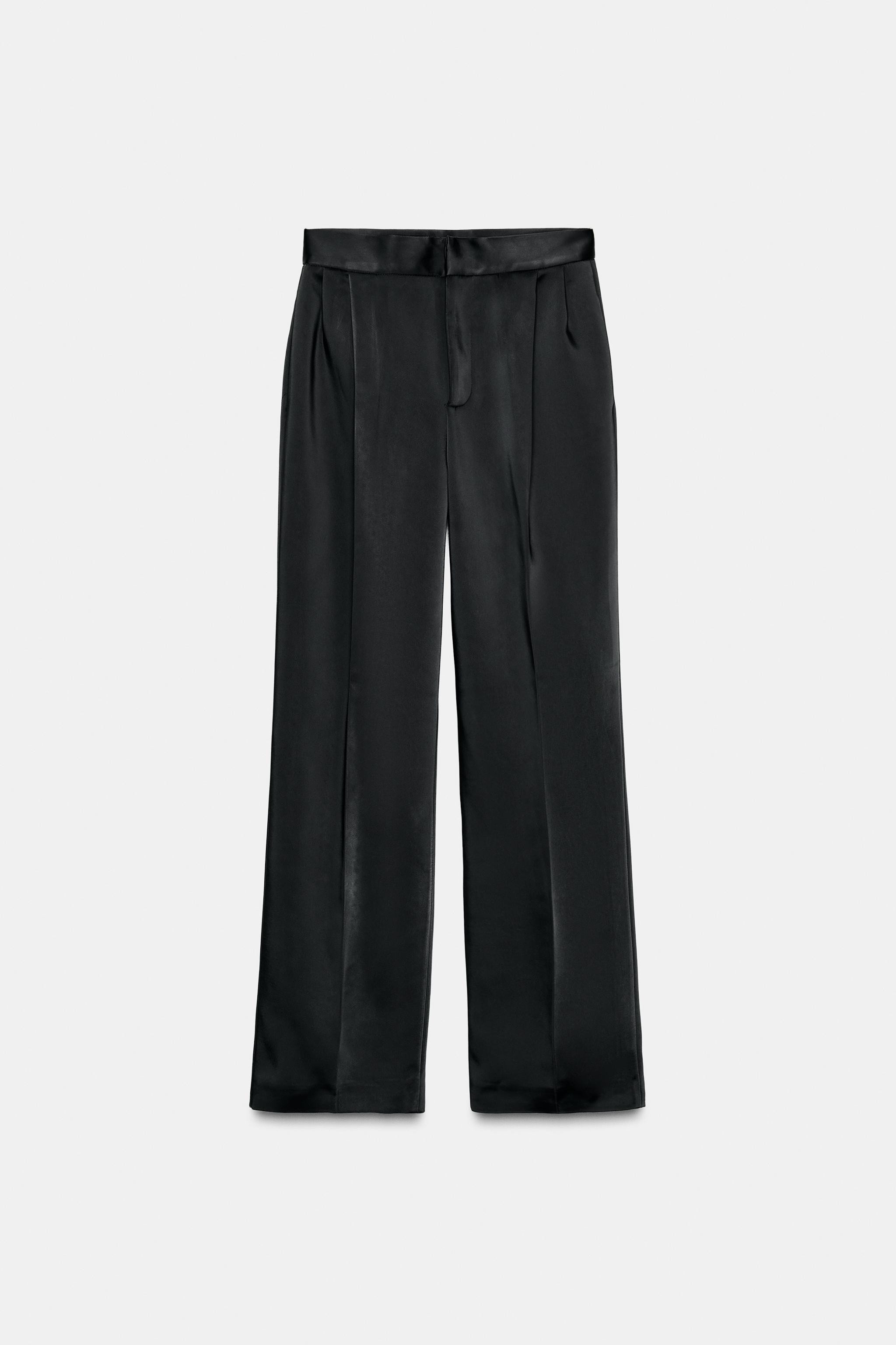 PLEATED SATIN HIGH-WAISTED PANTS | Zara US