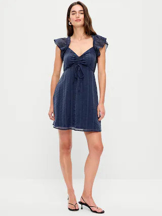 Flutter-Sleeve Fit & Flare Mini Dress | Old Navy (CA)