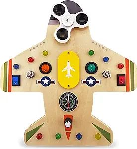 Toddler Montessori Busy Board - Wooden Educational Toy with Lights, Switches, Compass, Relay, Spi... | Amazon (US)