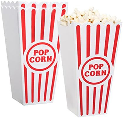 Novelty Place Plastic Red White Striped Classic Popcorn Containers for Movie Night - 7.8 inch Tal... | Amazon (US)