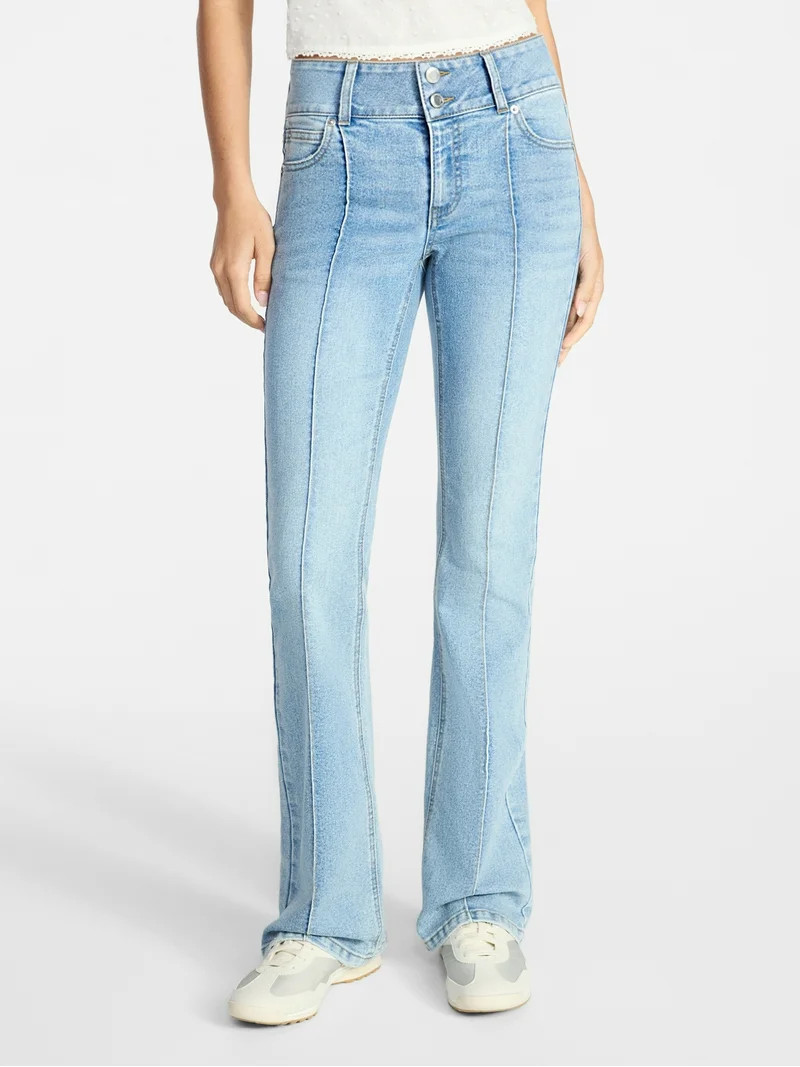 No Boundaries Pintuck Mini Bootcut Jeans, 32.5'' Inseam, Women's 00-20 | Walmart (US)