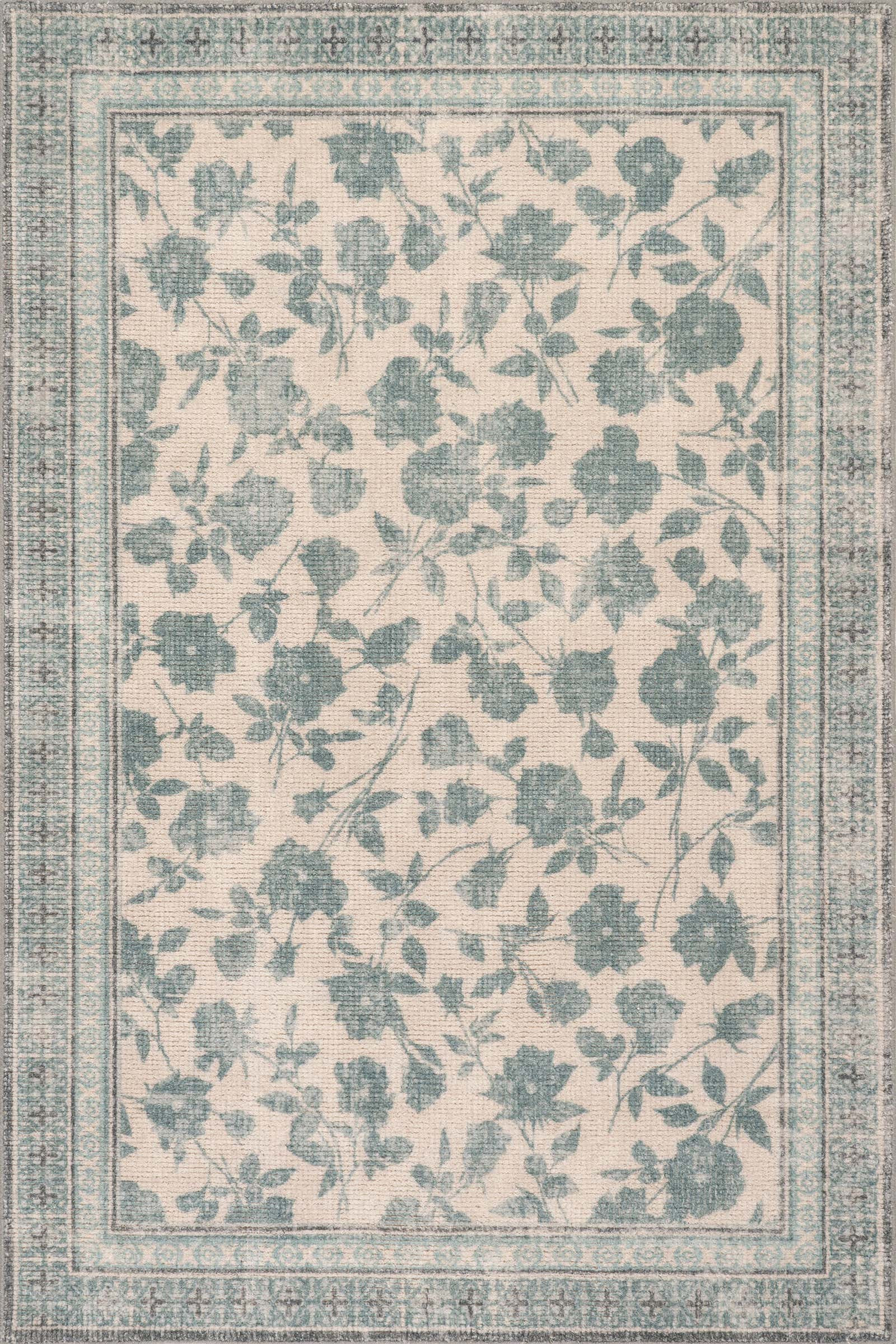 Botanica Hand-Tufted Botanical Wool-Blend Rug | Teal | Rugs USA