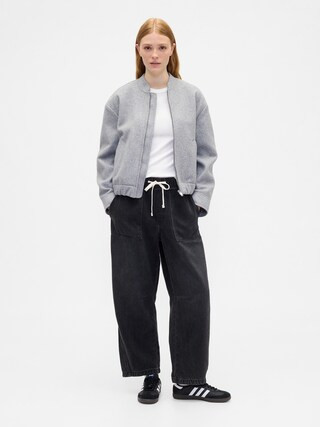 Mid Rise SuperSoft Pull-On Barrel Jeans | Gap Factory
