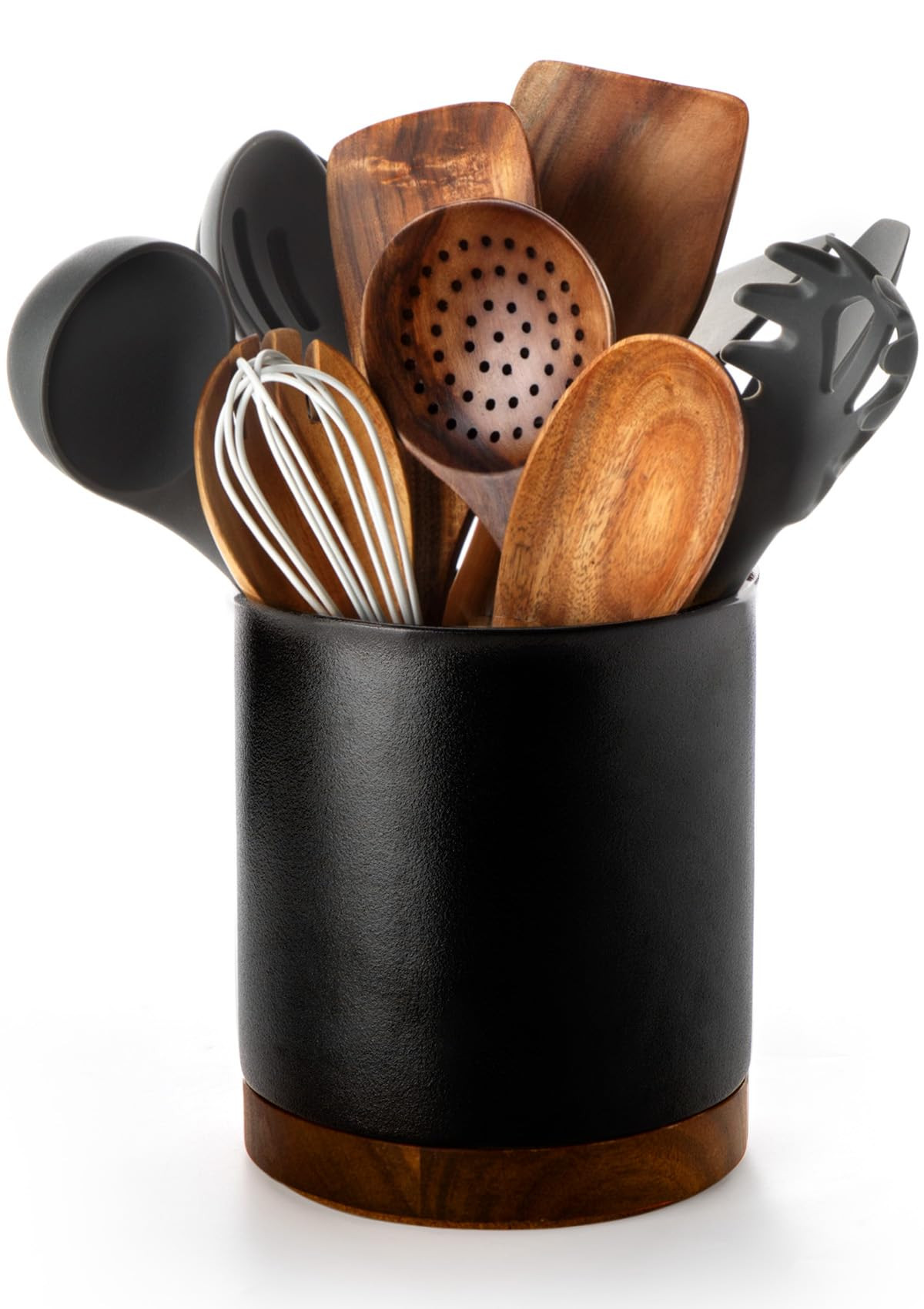 Nucookery 360°Rotating Utensil Holder, 7.2" Kitchen Utensil Crock, Ceramic Cooking Utensil Organ... | Amazon (US)