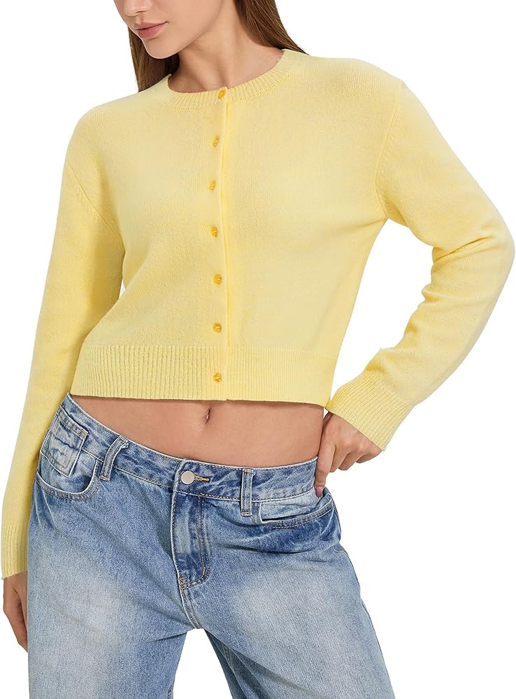 MOOSLOVER Women Cropped Cardigan Sweaters Long Sleeve Button Up Fall Fashion Knit Top Trendy Y2k ... | Amazon (US)