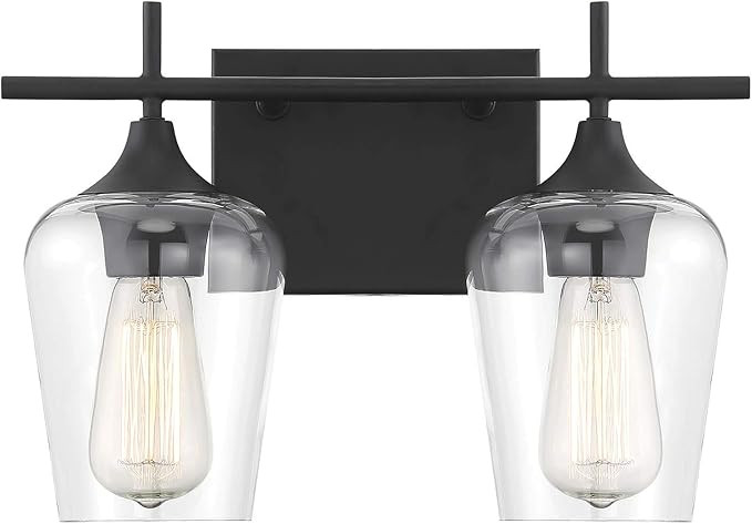 Savoy House 8-4030-2-BK Octave 2-Light Bathroom Vanity Light in a Black Finish with Clear Glass (... | Amazon (US)