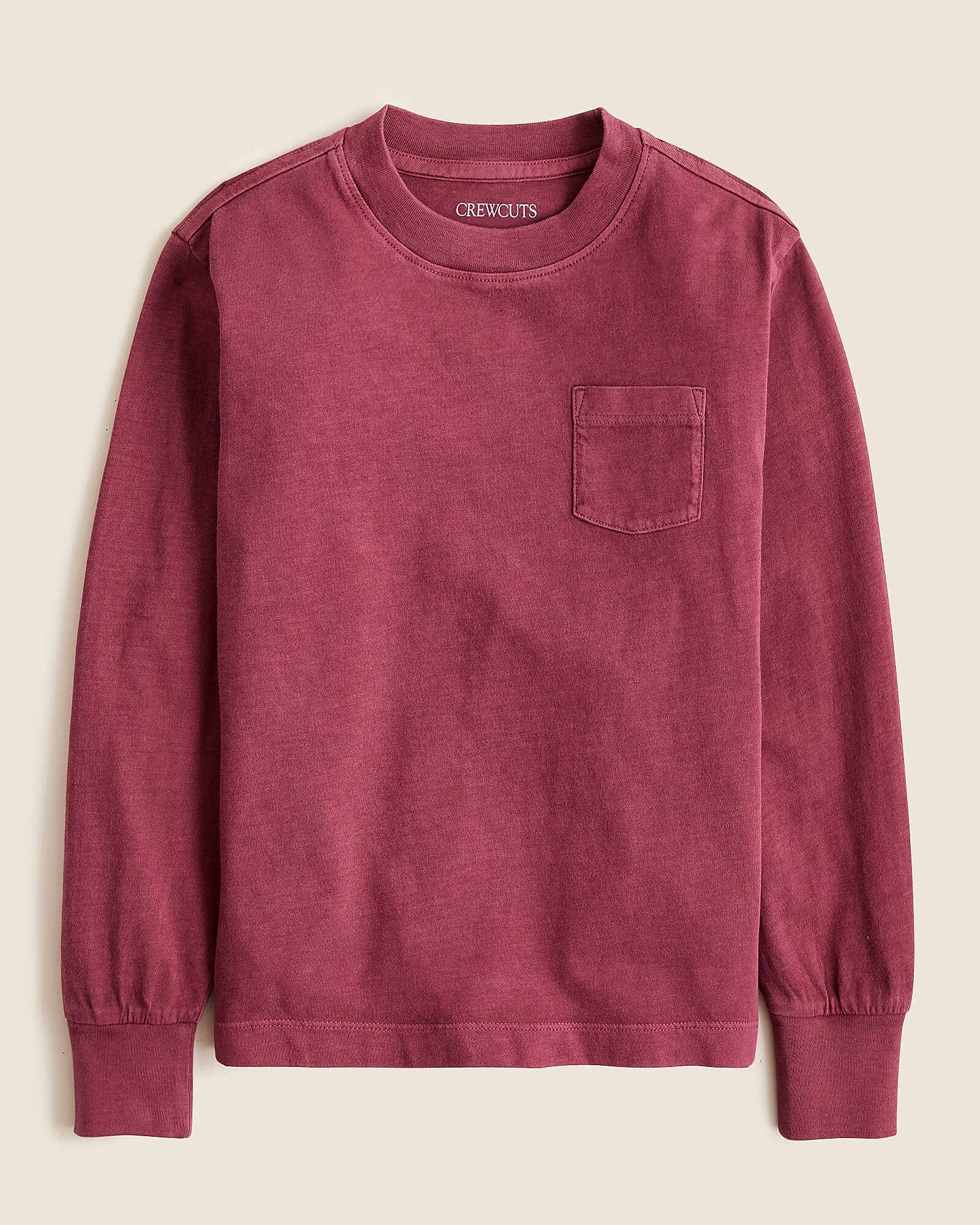 Kids' long-sleeve garment-dyed pocket T-shirt in broken-in-jersey | J. Crew US