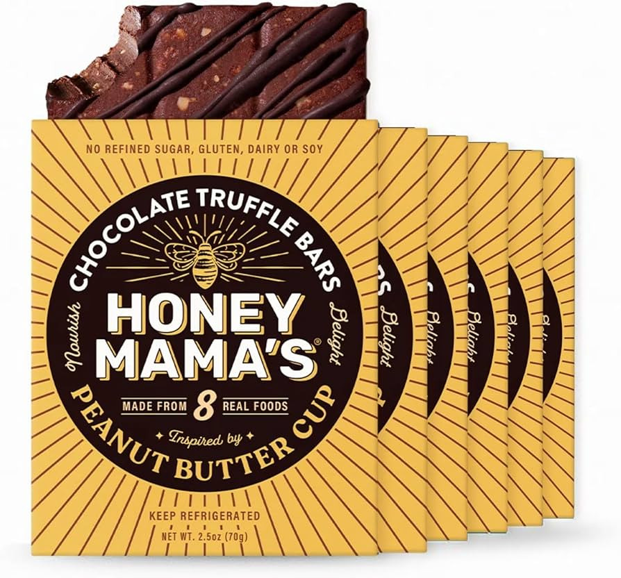 Honey Mamas Peanut Butter Cup Chocolate Truffle Bars – Pack of 6 –, No Refined Sugar, Gluten-... | Amazon (US)