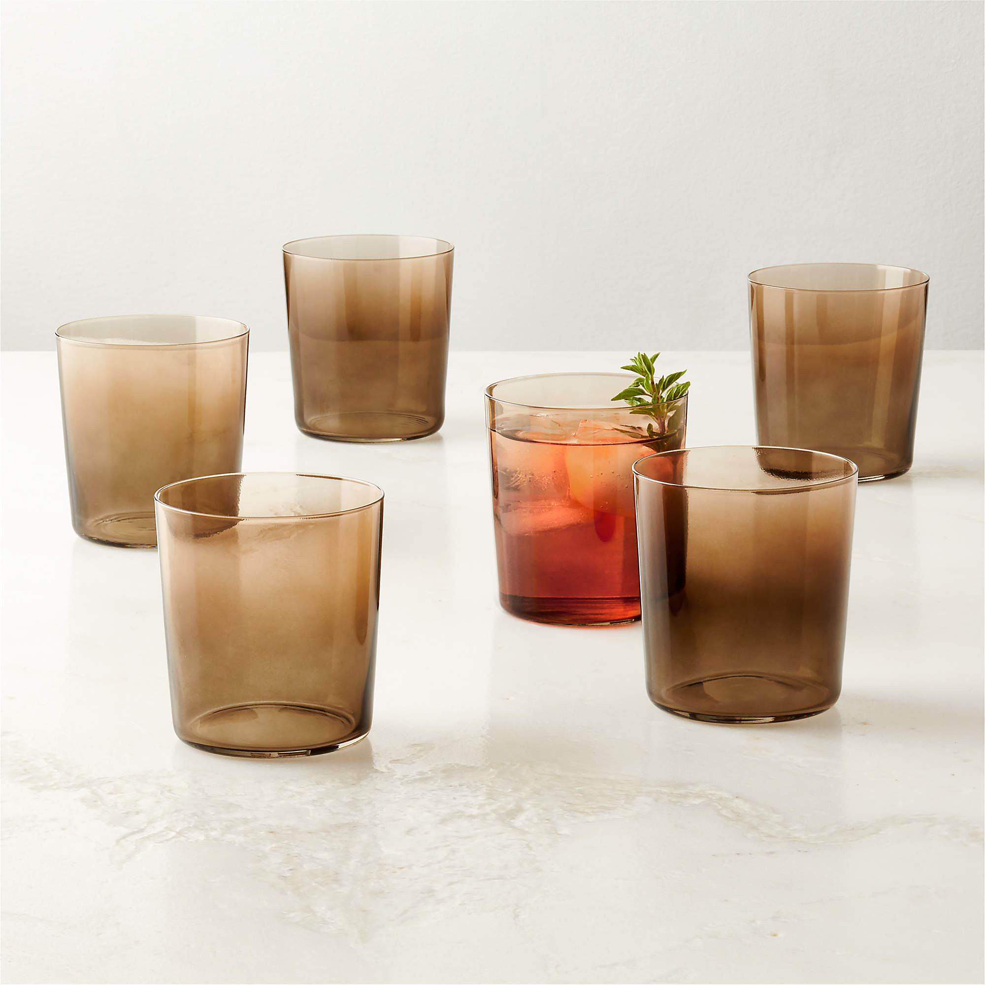 Marta Ombre Amber Double Old-Fashioned Glasses Set of 6 + Reviews | CB2 | CB2