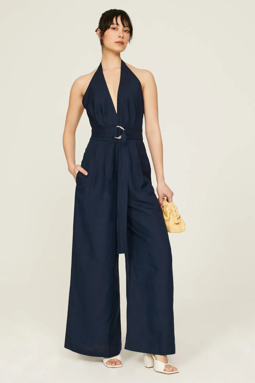 Navy Halter Jumpsuit | Rent the Runway