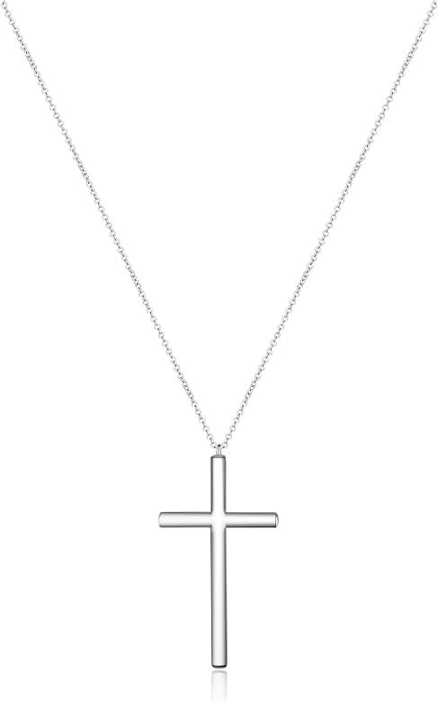Cross Necklace for Women 14K Yellow/White Gold Cross Necklace Minimalist Simple Cross Pendant (S/M/L | Amazon (US)