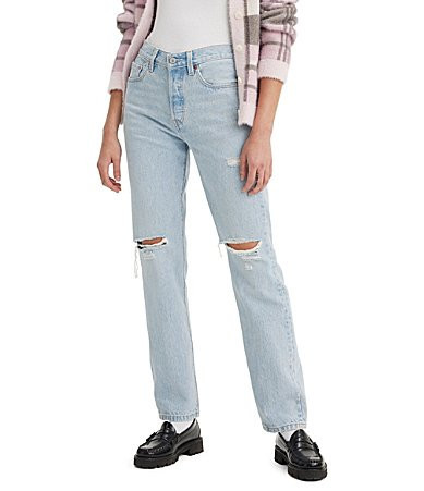 Levi's� 501� Original Mid Rise Distressed Straight Leg Jeans - 27 30 | Dillard's
