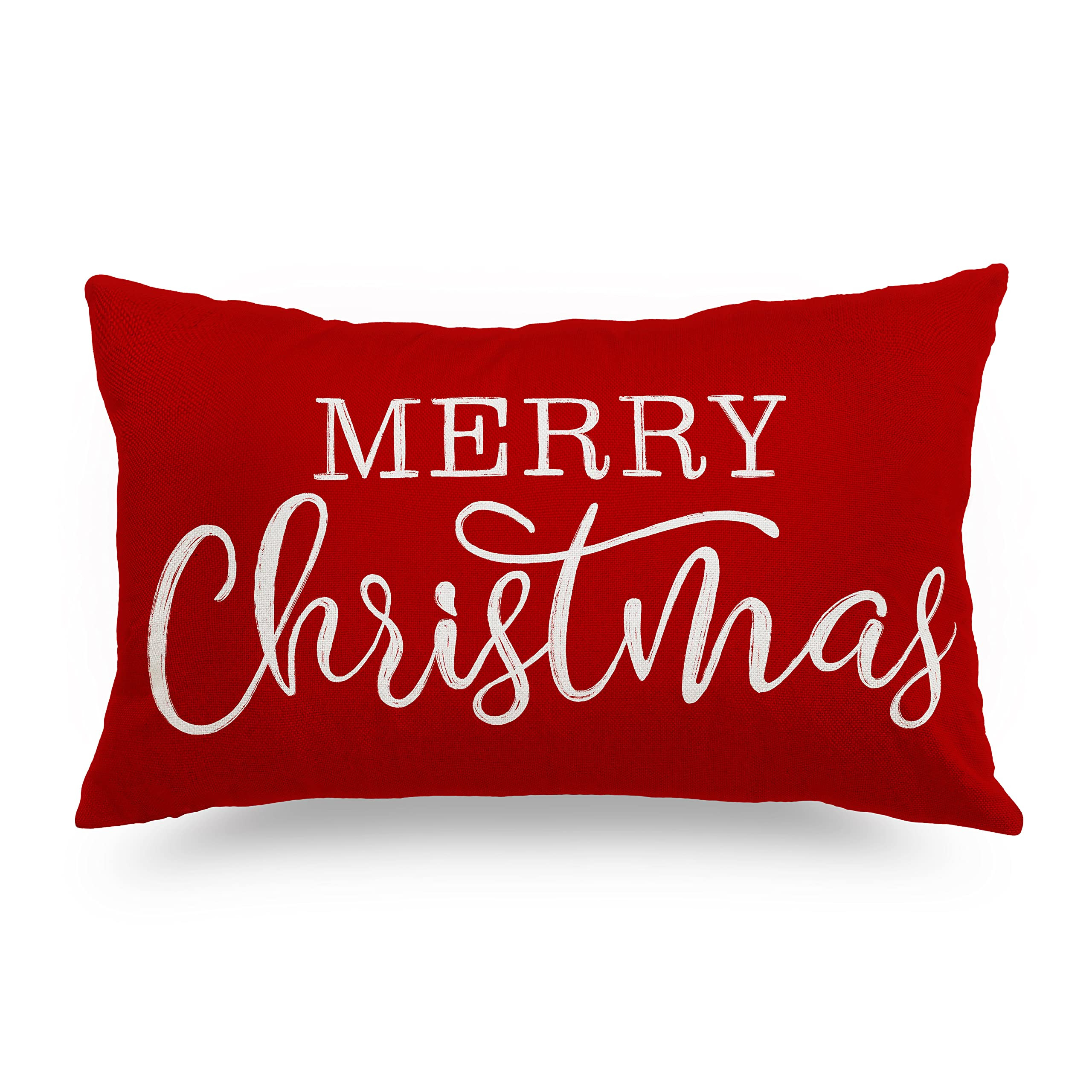 Red Christmas Lumbar Pillow Cover 12x20 Inches for Xmas Decorations Merry Christmas Throw Pillow ... | Amazon (US)