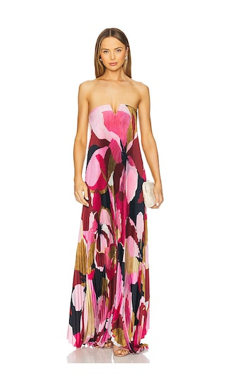 x REVOLVE Black Tie Gown in Capri Print Pink | Revolve Clothing (Global)