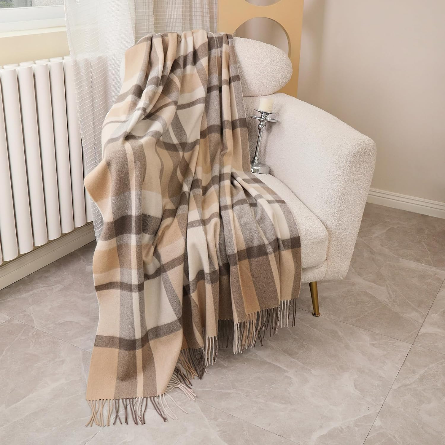 100% Wool Throw Blanket,Super Soft Lightweight Blanket for Couch | Amazon (US)